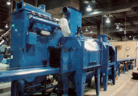 Air blast cabinet with blast pot and separate cabinet for metal spray