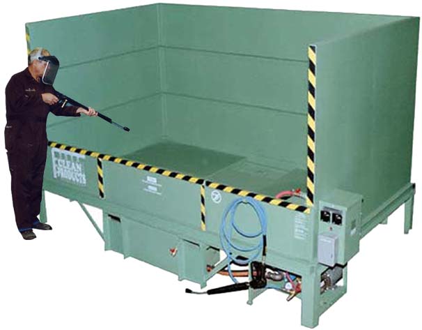 Clean Products pressure wash booth for large wind turbine parts