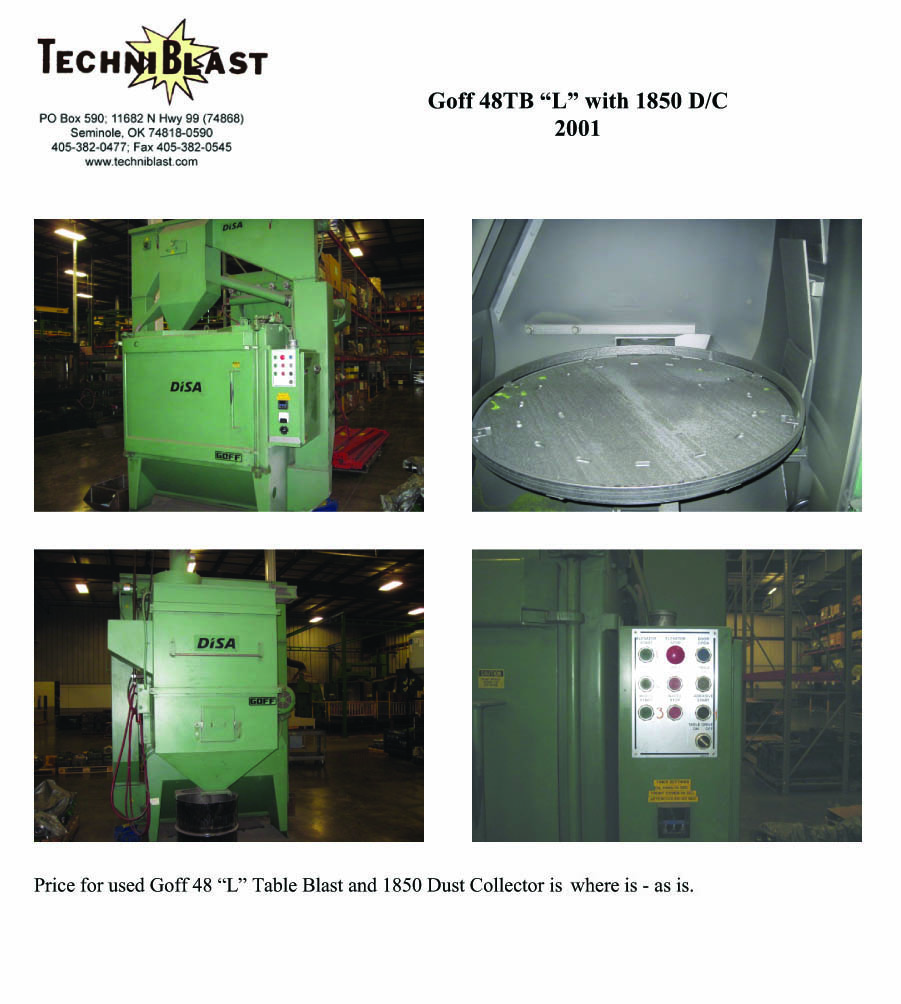 Used Goff 48"-L Table Blast machine